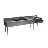 Eagle BC8-4C-22L 2200 Series Underbar Combination Unit, 96"W x 24"D, (4) 10" x 14" x 10"D sink bowls, (2) faucets, standpipe drains, 4" deck, (2) 13"