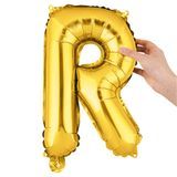 BALLOON LETTER "R" MYLAR 16" SELF-SEALING GOLD