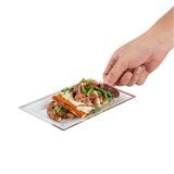 PLATE 7-1/2x5-1/4x1/2" SILVER RIM PLASTIC WHITE 10/cs