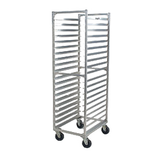 Carter-Hoffmann O8636 Pan Rack, 64-3/16"H, 40-1/8"W, 26-1/4"D, double width, open sides, fixed angle slides, (36) 18" x 26" trays, 3" spacing, aluminum