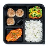 BENTO BOX MW 5-COMPT 40oz 10-1/2"sq PLASTIC BLACK 50/cs
