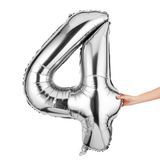 BALLOON NUMBER "4" MYLAR 40" SELF-SEALING SILVER