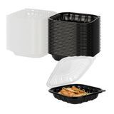 CLAMSHELL CONTAINER MW 40oz 9"sq 3"h PP BLK/ CLR 50/cs