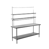 Eagle T3072SE-FM-PL-X Spec-Master "SE" Series Work Table with Flex-Master Overshelf Kit, 72"W x 30"D x 35-1/8"H, 14/304 stainless steel top