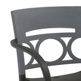 Grosfillex US556579 Moon Stacking Arm Chair, design resined for outdoor use, circular moon design resin back, resin seat and frame, recyclable