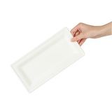 PLATE 10x5" RECT BAGASSE NO PFAS COMPOST WHITE 100/cs