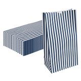 BAG PAPER 7x4-1/4x12-1/2" #12lb BLUE/ WHT STRIPE 100/cs