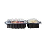 FOOD CONTAINER 19oz 9-1/4x6" OVAL 3-COMP PLASTIC BLK 100/cs