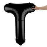 BALLOON LETTER "T" MYLAR 40" SELF-SEALING BLACK