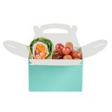 GABLE/ LUNCH BOX COMPOSTABLE 4x2-1/2" PAPER TURQUOISE 25/cs