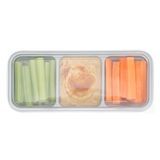 CONTAINER/ LID 3-CMPT MW 20oz 8-3/4x3-3/4" PP SILVER 100/cs
