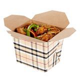 TAKEOUT NOODLE BOX 8oz SQUARE 2x2" PAPER PLAID 50/cs