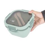 Lunch box W/ Utensils Mw 58oz 7-1/4"Sq Plastic Green 1/cs 10 Adult Lbox