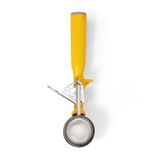 #20 Disher, round bowl, 1-5/8 oz. capacity, 2" bowl dia., 18-8 stainless with one-piece color coded yellow plastic handle, USA Made, Vollrath 47144