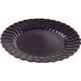 Dinner Plate, Disposable, Scalloped Plate, Round, 9 in Dia, Polystyrene, Black