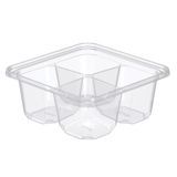 TAKEOUT SNACK TAMPER EVID 6x6" 4-COMPT PET CLEAR 300/cs