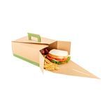 LUNCH BOX W/ HANDLE 9x7x3" PAPER KRAFT/ GREEN 100/cs
