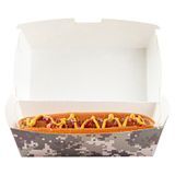 CLAMSHELL HOT DOG 6-3/4x3-1/2" 3-1/2"h PAPER CAMOUFLGE 100/cs