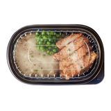 FOOD CONTAINER/ DOME LID 32oz 9-1/4x6" OVAL PLS BLK 100/cs