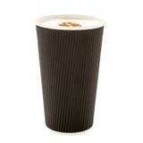 HOT CUP 16oz PAPER RIPPLE WALL BLACK 500/cs