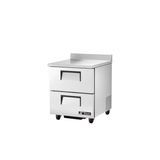TRUE TWT-27D-2-HC Work Top Refrigerator, one-section, stainless steel top with rear splash, front & sides, (2) drawers each accommodates (1) 12x20x6