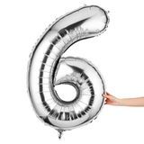 BALLOON NUMBER "6" MYLAR 40" SELF-SEALING SILVER