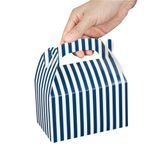 GABLE/ LUNCH BOX COMPOSTABLE 6x3-1/2" PAPER BLUE&WHT 25/cs