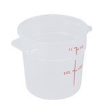 FOOD CONTAINER 1qt 5-1/4"dia 5"h PLASTIC TRANSLUCENT 1/cs