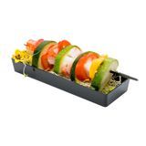 MODERN PLATE 5x2' W/ SPOON 4"l POLYSTYRENE BLK/ SILVER 100/cs