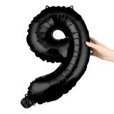 BALLOON NUMBER "9" MYLAR 16" SELF-SEALING BLACK