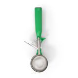 #12 Disher, round, 2-7/16" bowl dia., 2-2/3 oz. capacity, 18-8 stainless with one-piece color coded green plastic handle, USA Made, Vollrath 47142