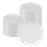 DISPOSABLE PLATE W/ LACE RIM 11-3/4"dia PLASTIC CLEAR 25/cs