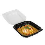 CLAMSHELL CONTAINER MW 54oz 10-1/4x9x3" PP BLK/ CLR 100/cs