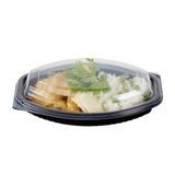 FOOD CONTAINER/ LID 12oz OVAL 8x5-1/2" PLS BLACK/CLR 100/cs