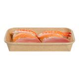 SUSHI CONTAINER 6-1/2x4-1/2" 8oz RECT PAPER KRAFT 100/cs