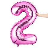 BALLOON NUMBER "2" MYLAR 40" SELF-SEALING PINK