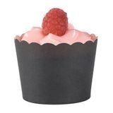 BAKING CUP 3oz 2-1/2"dia MINI SCALLOP PAPER BLACK 200/cs