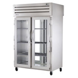 TRUE STG2RPT-2G-2G-HC SPEC SERIES Pass-thru Refrigerator, two-section, stainless steel front, aluminum sides, (2) glass doors front & rear with