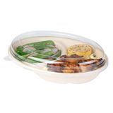 LID 9-1/2x7" F/ 2-COMP BAGASSE BOWL PET CLEAR 100/cs