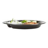 PLATE 9"dia 3/4"h 3-COMPT MW PLASTIC BLACK 50/cs