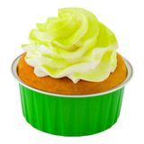 BAKING CUP 4oz ROUND 3-1/4"dia 1-1/2"h ALUM LIME GREEN 100/cs