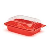 HOAGIE CONTAINER 37oz HINGED 6x8" PET RED/ CLEAR LID 250/cs