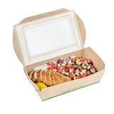 LUNCH BOX 35oz 8x4-3/4" WINDOW CMPST BAMBOO/ PLA NAT 200/cs