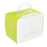 CUPCAKE BOX GEO LINE W/ HANDLE 5x3-1/4x4" PET YLL/ CLR 100/cs