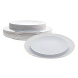 PLATE 10" & 7"dia GOLD RIM MODERNA PLASTIC WHITE 40/cs