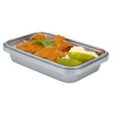 TAKEOUT CONTAINER/ LID 18oz MW 7x4-3/4" PP SILVER 100/cs