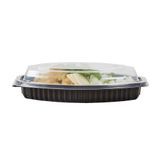FOOD CONTAINER/ LID 12oz OVAL 8x5-1/2" PLS BLACK/CLR 100/cs
