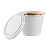 SOUP CUP 15oz BAGASSE 4"dia RD NO PFAS COMPOST WHITE 100/cs
