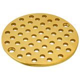 Allpoints 102-1080 Grate, 5" drain size, 4-5/8" OD, 3-7/8" screw centers, brass with brass screws, f