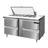 Continental DL60-18M-D Designer Line Mighty Top Sandwich Unit, 60" wide, two-section, (18) 1/6 size x 4" deep pans with 10" cutting board, (4)